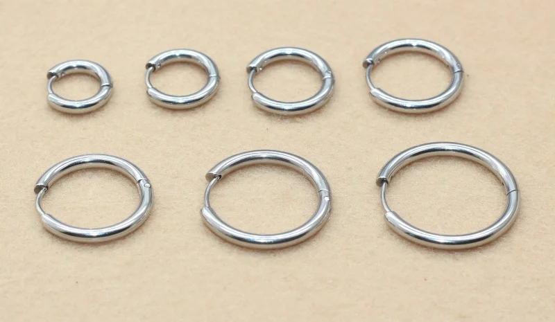 10 Paar Edelstahl-Creolen, Schmuckgeschenk, klassisches Design, 2,5 mm, 8/10/12/14, verblasst nicht, allergiefrei. – Detail 3