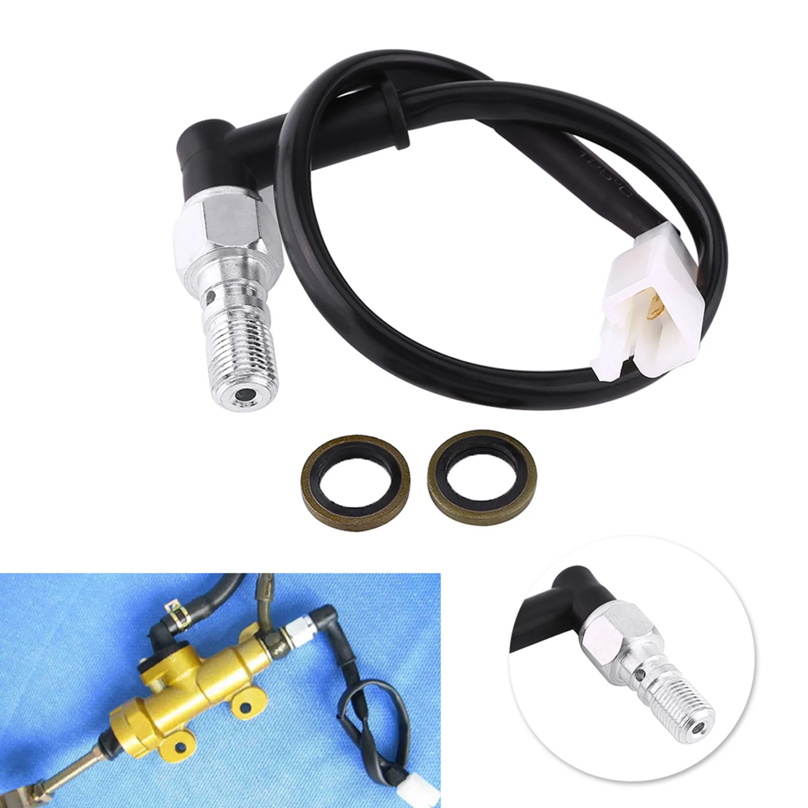 Universal Motorcycle Hydraulic Brake Pressure Rear Light Switch Hollow Bolt image 5