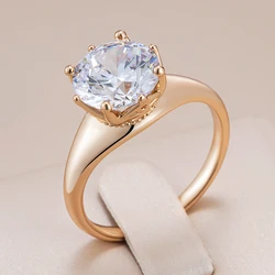 Kinel Luxury Shiny Big Natural Zircon Rings For Women Fashion 585 Rose Gold Color Bride Wedding Ring Daily Fine Jewelry