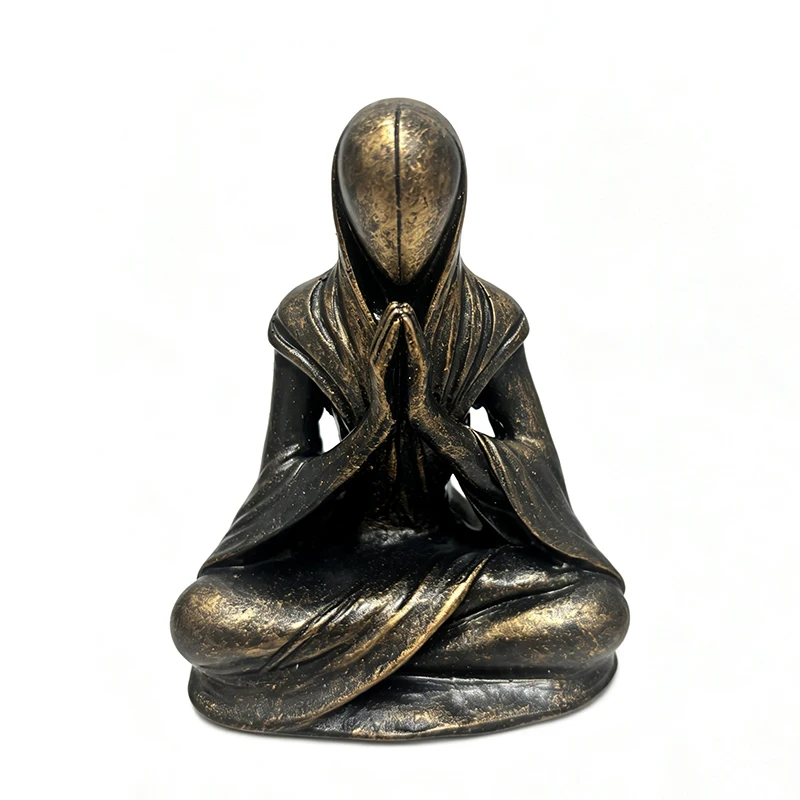1pcs Meditation Alien Statue Resin Handmade Sculpture Yoga Zen Desktop Decor Unique Gift For Home Office Meditation Decorations