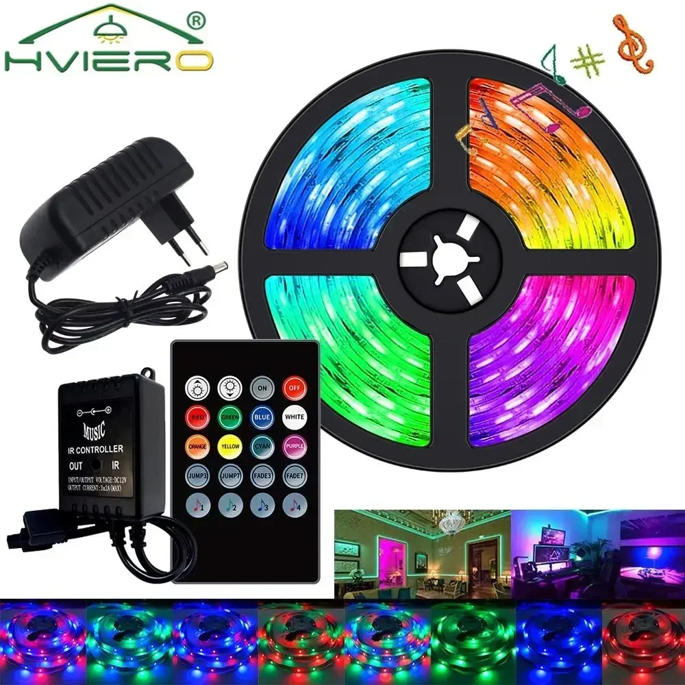 LED Strip Tape Diode Strips RGB 2835 270Leds Flexible Ribbon Light DC 12V Compatible 20Key Voice Controller For Backlight Decor