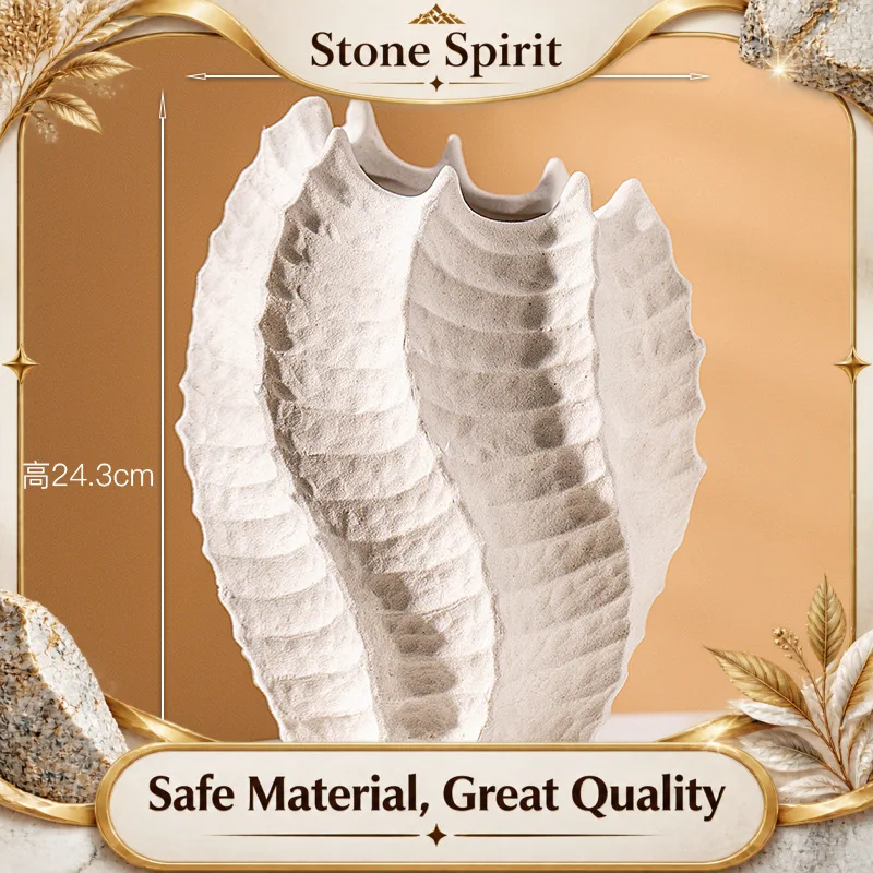 Ceramic Vase, Modern Decoration, Pampas Grass Dried Flowers, Wave Seahorse Starfish Abstract Craftsmanship, Home Decoration