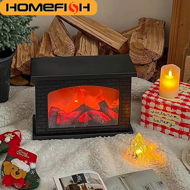 

Настольная лампа HOMEFISH «Рождественский камин» с эффектом пламени, светодиодная, в стиле угольного светильника, теплый рассеянный свет для праздничной зимней вечеринки и домашнего декора