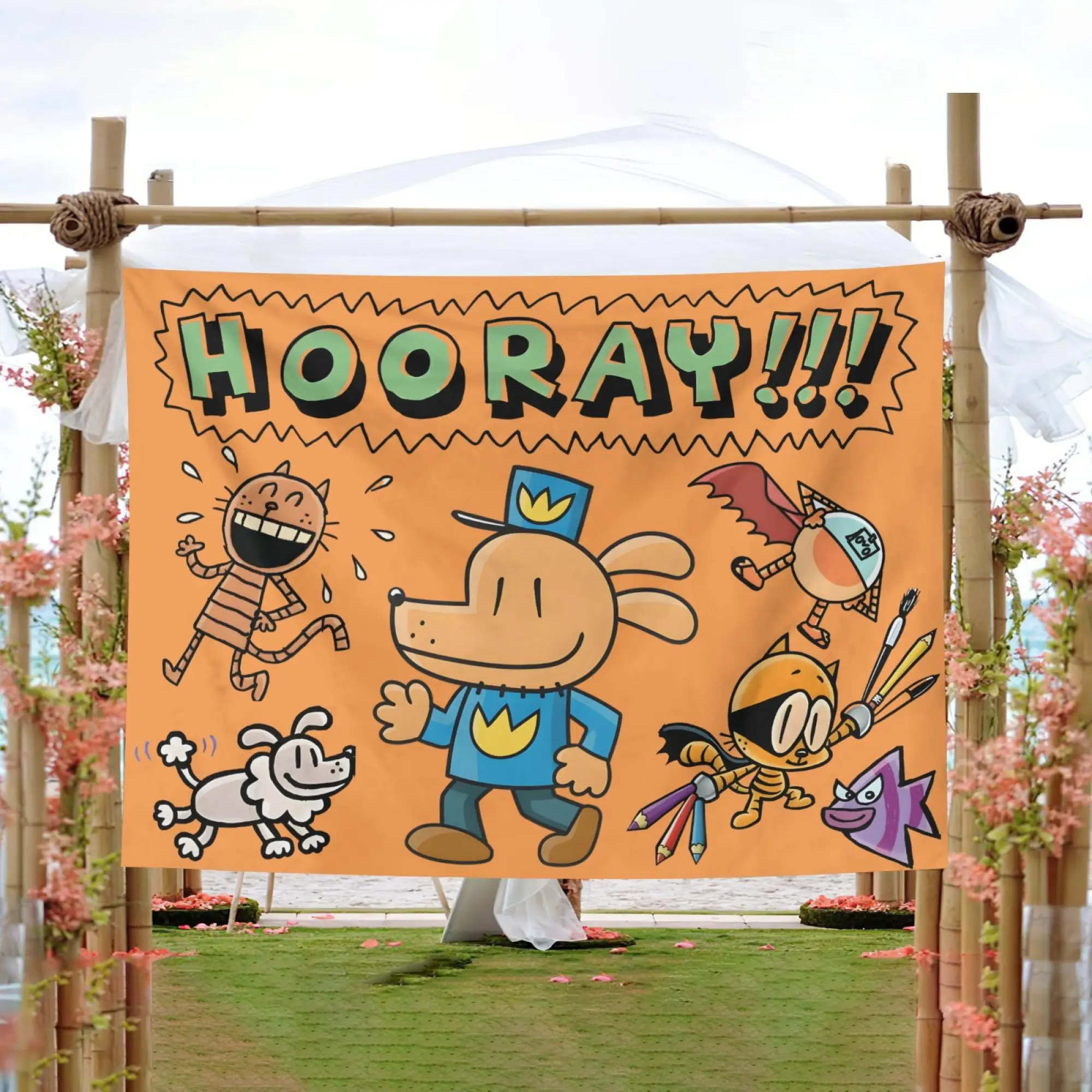 Anime Dogman Birthday Party Banner Decoration, Dog Police Man Backdrop Gif Bedroom Decoration Hanging Rental House  Tapestry