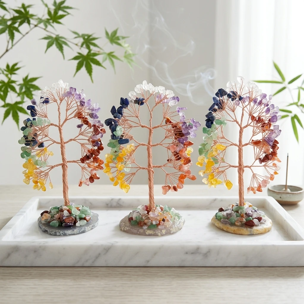 Seven Chakras Crystal Tree Of Life positive Feng Shui Crystal 7 Chakras Tree Gem home Decoration Gift to Family And Friends