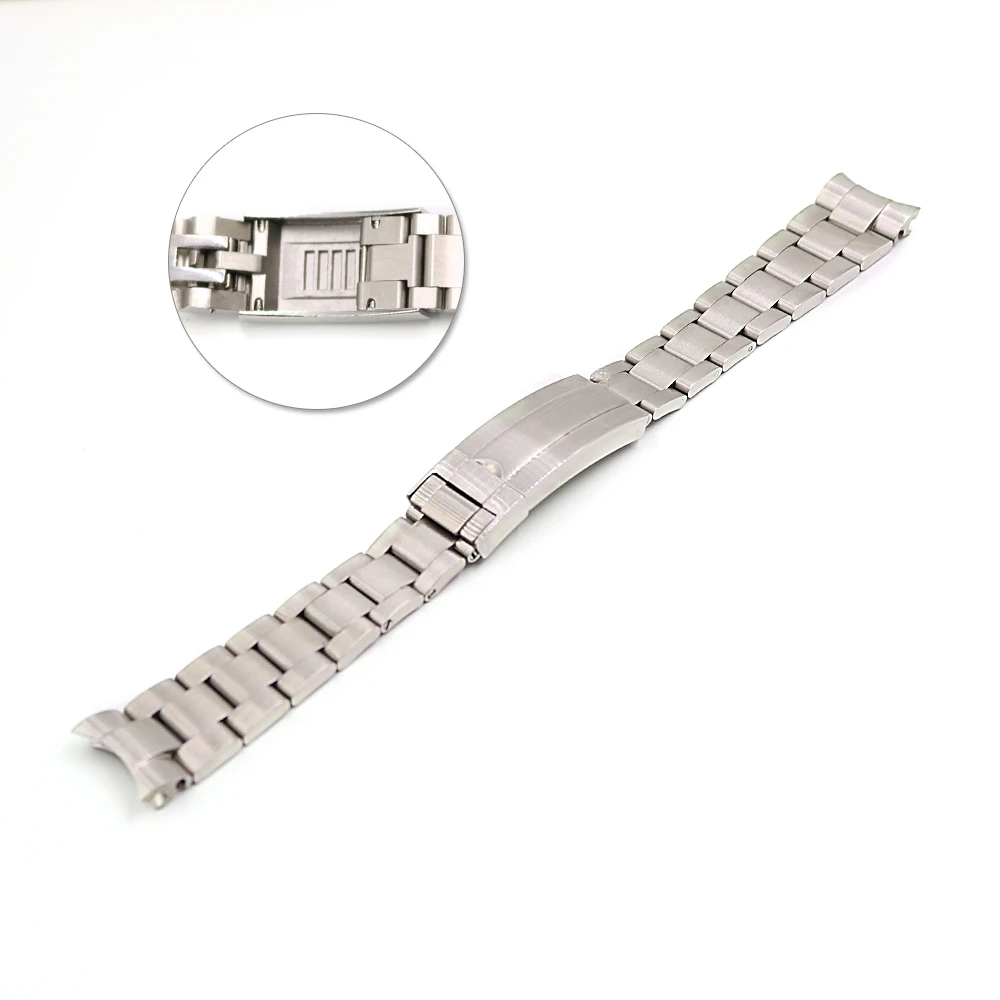 CARLYWET 20mm Solid Curved End Screw Links Glide Lock Clasp Steel Watch Band Bracelet For Rolex OYSTER Style SUBMARINER