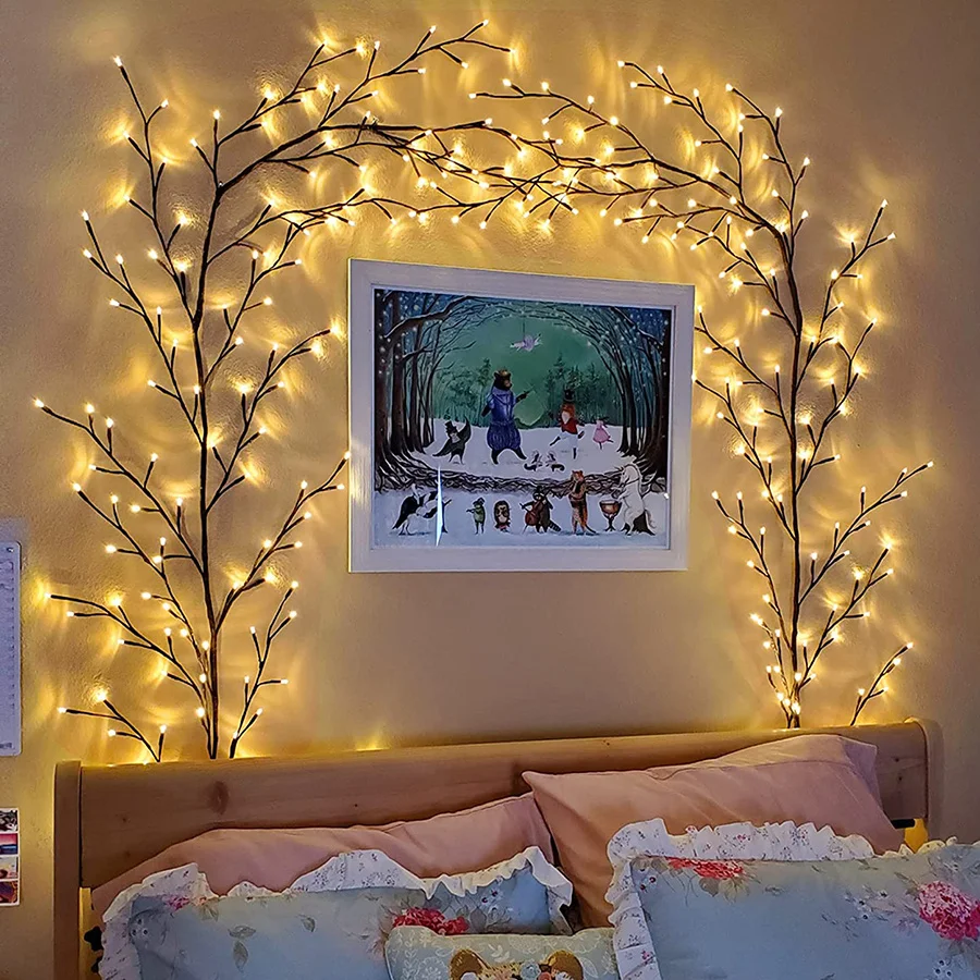 Pamnny führte Weihnachts fee Girlande Lichterketten wasserdichte flexible DIY Weiden rebe Lichter für Party Hochzeit Wand Innen dekor