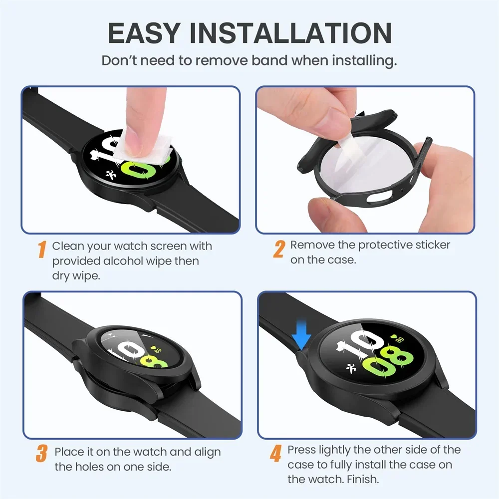 حافظة من الزجاج المقسى + PC لساعة سامسونج جالاكسي 7/6/5/4 غطاء 44 مللي متر 40 مللي متر واقي شاشة كامل الوفير ملحقات ساعة جالاكسي FE