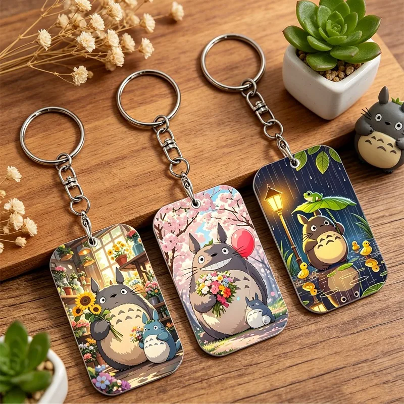 Totoro Creative Keychain Cartoon and Anime Character Derivative Keyrings Bags Decorations Kawaii Keychains Birthday Party Gifts