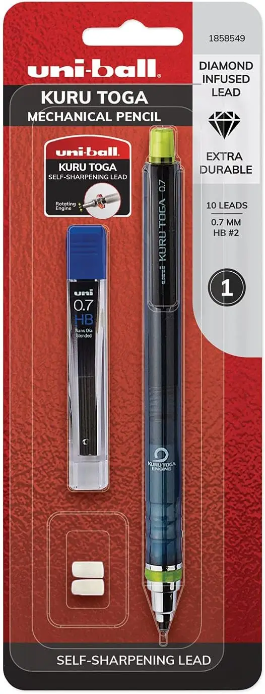 

Kuru Toga Mechanical Pencil Starter Kit, 0.7mm HB#2 Lead, 1 Pack for Smooth Writing and Ergonomic Design