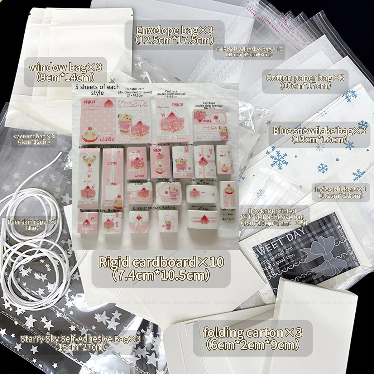 189-pcs-pink-cake-design-diy-packaging-decorating-set-foldable-cards-stickers-opp-self-adhesive-bags-used-kpopbirthday-gift