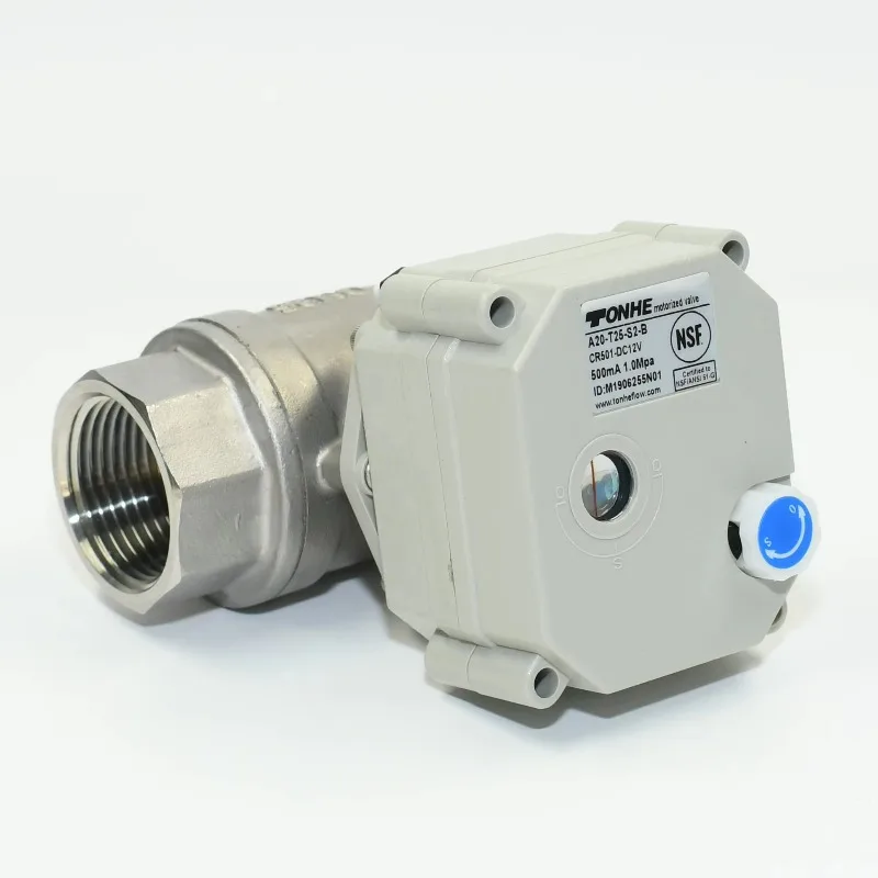 วาล์วบอลไฟฟ้า 1 นิ้ว SS304 แบบ 2 ทาง พร้อมตัวกระตุ้นวาล์วน้ำ NSF61 ใช้ไฟ DC24V (T25-S2-B)