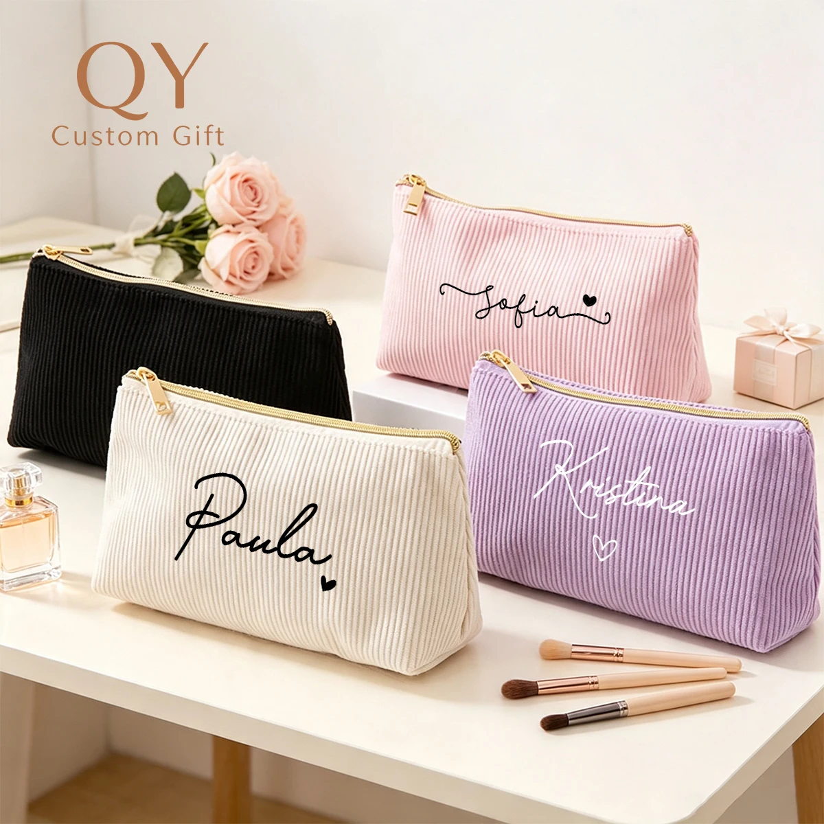 1pc Custom Name Gift Makeup Bag for Women Travel Portable Large-capacity Toiletries Storage Organizer Handbags Birthday Gifts