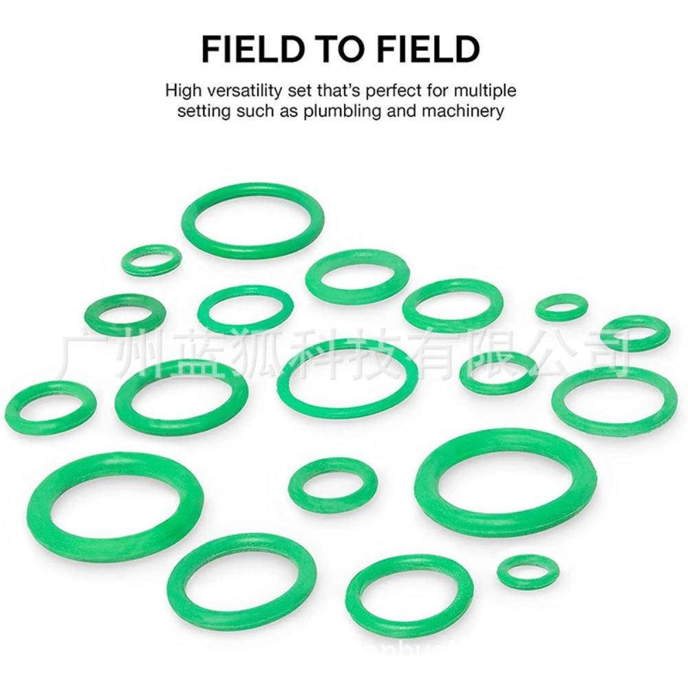 270pcs Green O-ring Washer Box for Pipeline Gas Maintenance Waterproof Noil-proof and Heat-resis Tantrubber O-ring Gaskets Rings