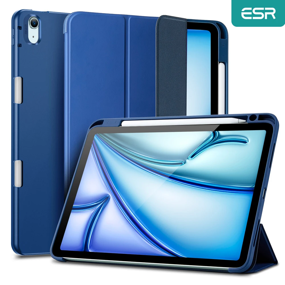 

Чехол ESR для iPad Pro 12.9 (2022/2021) Тройной чехол-подставка для Ipad Air 11 2024, гибкая задняя часть с держателем для карандашей для Ipad Air 5/4