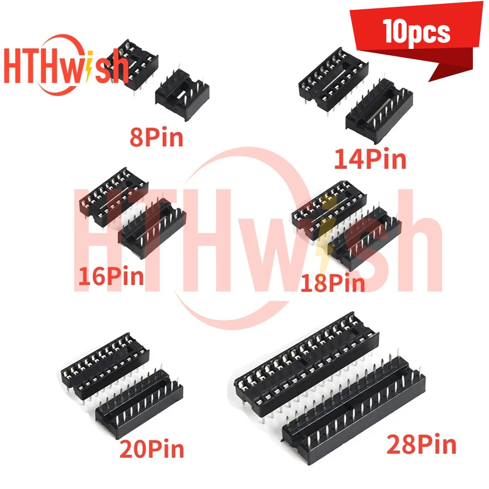 10pcs/lot IC Sockets 6P/8P/14P/16P/18P/20P/24P/28P DIP Adaptor Solder Integrated Circuits Sockets Electronic Component