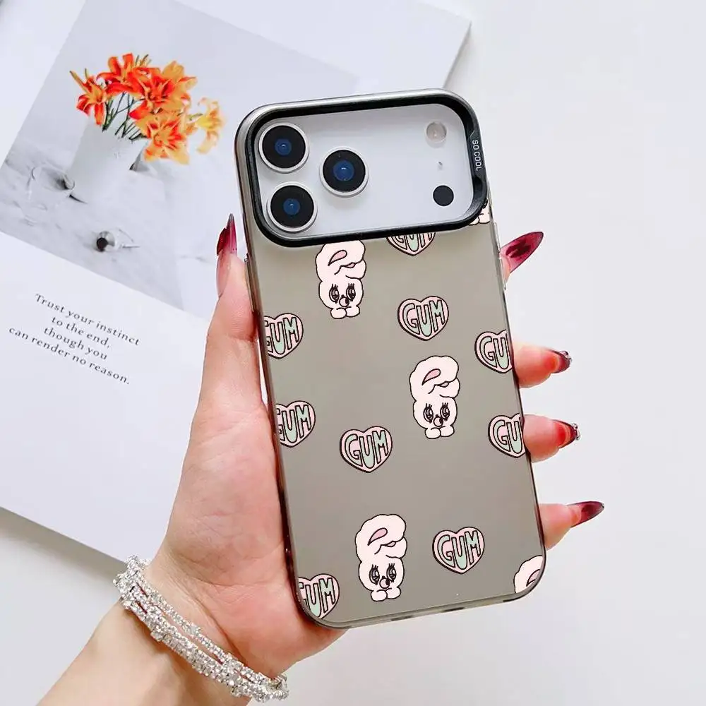 حافظة هاتف Kwaii E-Esther Bunny لهاتف آيفون 11-17 Air Pro Max ملونة مضادة للانزلاق ومضادة لبصمات الأصابع