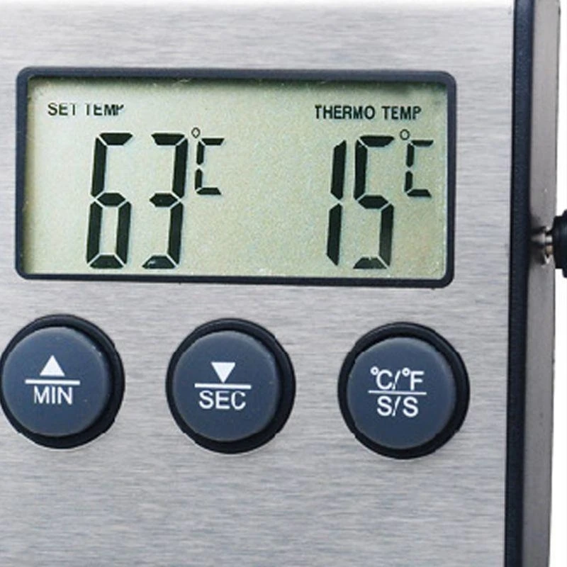 R1WA Nhiệt kế nhà bếp kỹ thuật số LCD Hiển thị công cụ đo thăm dò dài