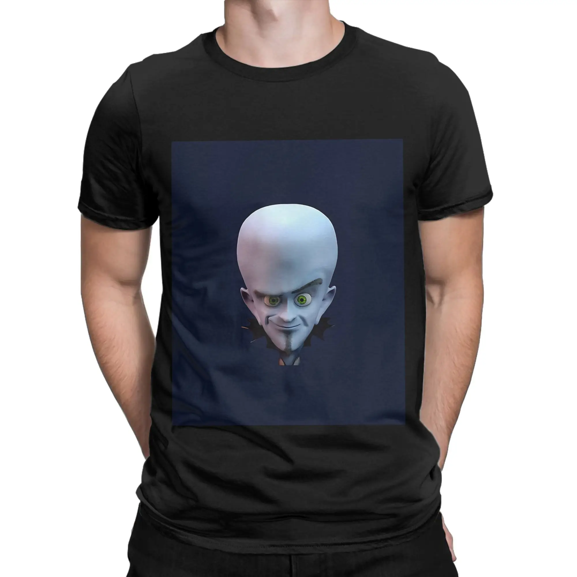 Smiling Megamind 3D HIGH QUALITY Graphic Shirt Graphic 100% Cotton T-Shirt Megamind vs The dDoom Syndicate Tees Tops For Men