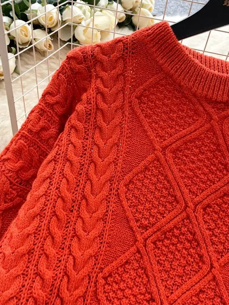 البلوزات النساء الخريف الشتاء كسول نمط بلوزة كاجوال محبوك أعلى الإناث فضفاضة طويلة الأكمام الشارع الشهير الكورية #6