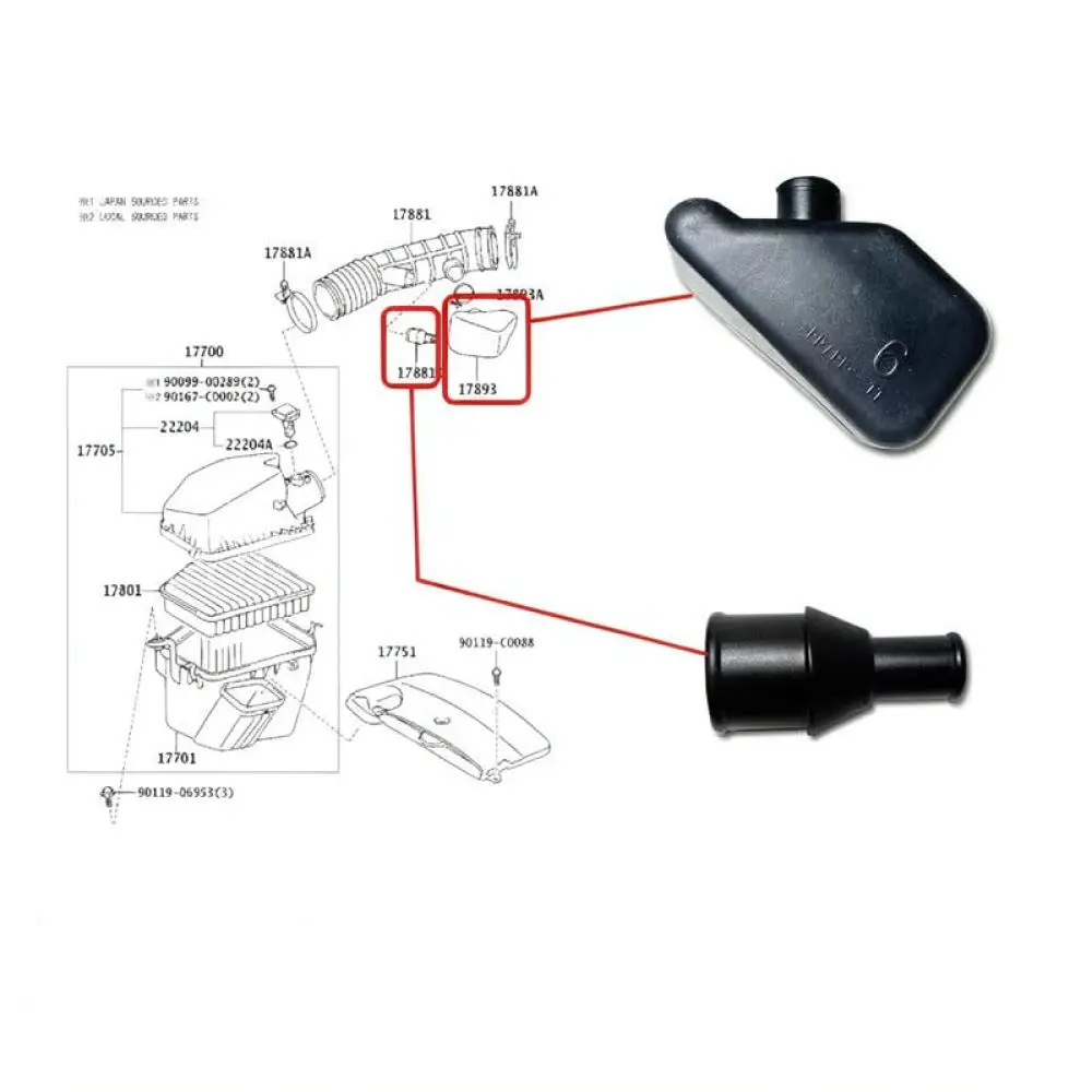 Car Air Intake Hose Connector For Toyota Camry Crown Lexus 9090406008 Auto Engine Replacement Part Air Filter Pipe