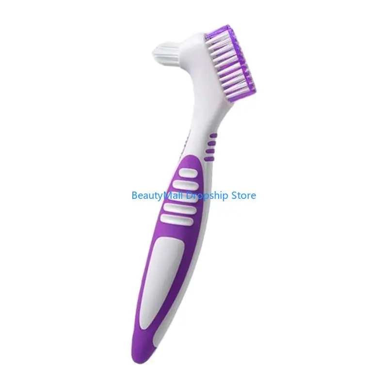 

40JD Denture Brush False Teeth Cleaning Brush Double Sided Toothbrush with Multi-Layered Bristles Denture Toothbrushes