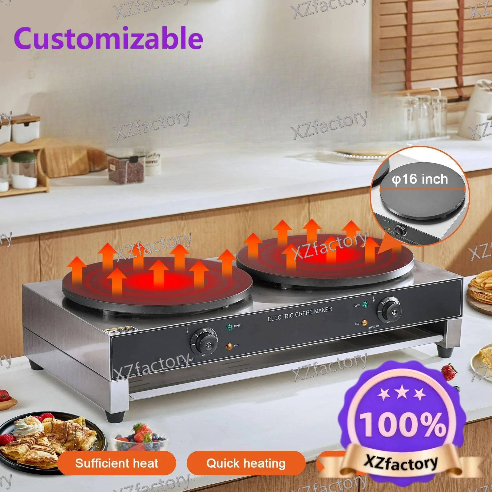 

Factory Direct 2026 Top RatedSucceBuy-máquina crepé eléctrica 16 pulgadas, máquina crepé comercial doble cabezal