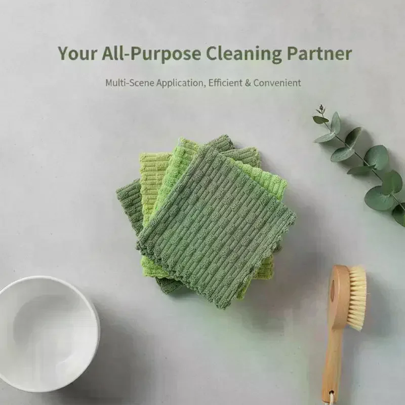 Reusable Kitchen Cleaning Towels 10 Pcs Non-Stick Oil Highly Absorbent Dish Cloths for Home Daily Cleaning Use