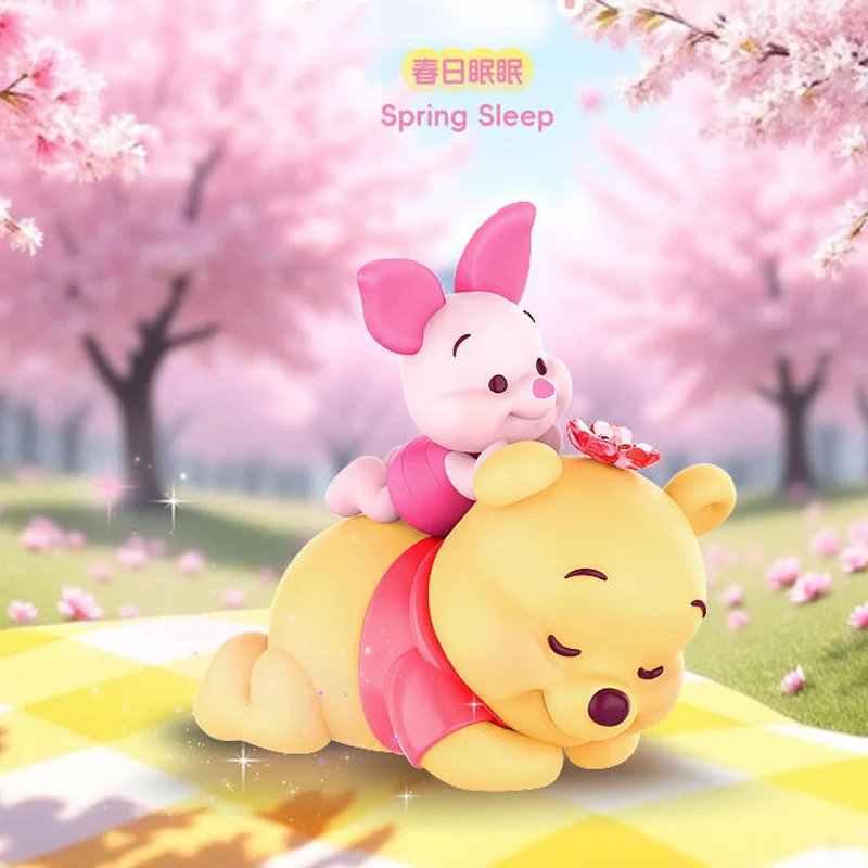 Disney Cherry Blossom Series Spring Honey Words Surrounding Blind Box Cute Winnie the Pooh Figurine Collectible Display Piece