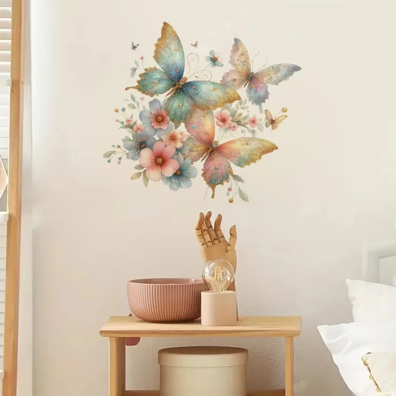 Beautiful Gilded Butterflies Sticker, Water-proof Home Wall Decal, Used for Wall, Bathroom, Cabinet, Door Decora Decals S899