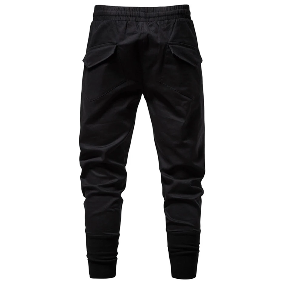 ARENS Irregular Patchwork Cargo Pants Long Zipper Fashion Hip Hop Joggers Men Black Elastic Waist Faction Sweatpants