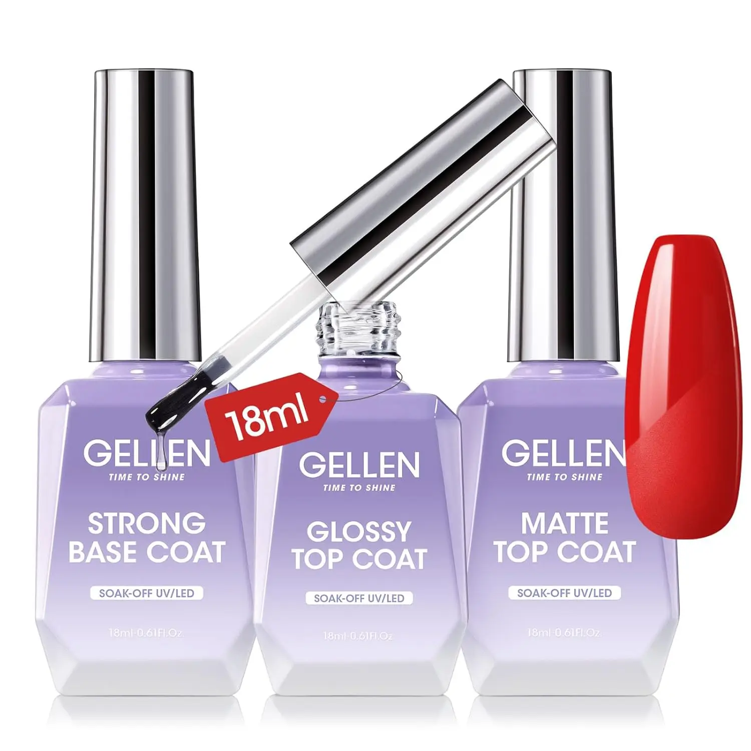 

Gellen Nail Polish Gel Set Builder Fall 18ml Base Coat 3pc Matte and Glossy Starter Soak Off UV Lamp Art Tools Beauty Health
