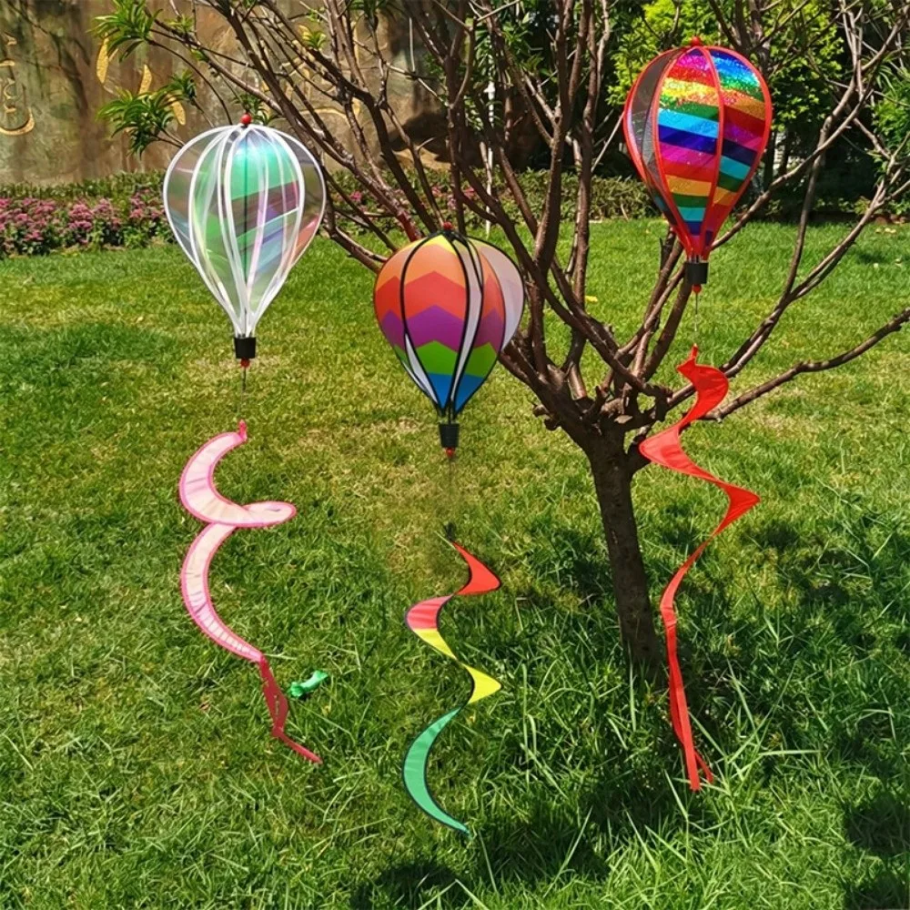 High Quality Plastic Hot Air Balloon Spinner 40cm Balloon Multistyles Rotating Sequins Pinwheels Rainbow Color Rotating Windmill