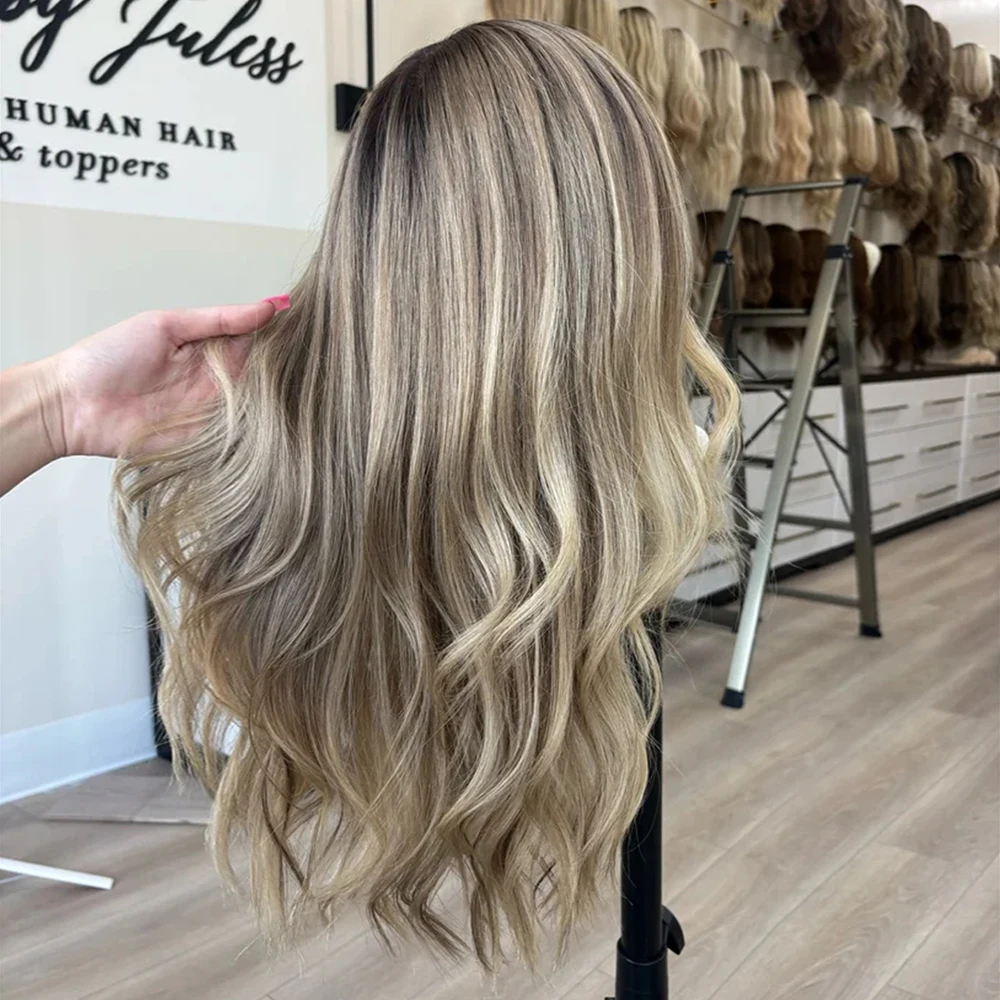 

Caramel Blonde Balayage Lace Front Wig 13x4 Synthetic Premium Fibre Wigs Loose Wave Heat Resistant Glueless Wig Melt Dark Roots