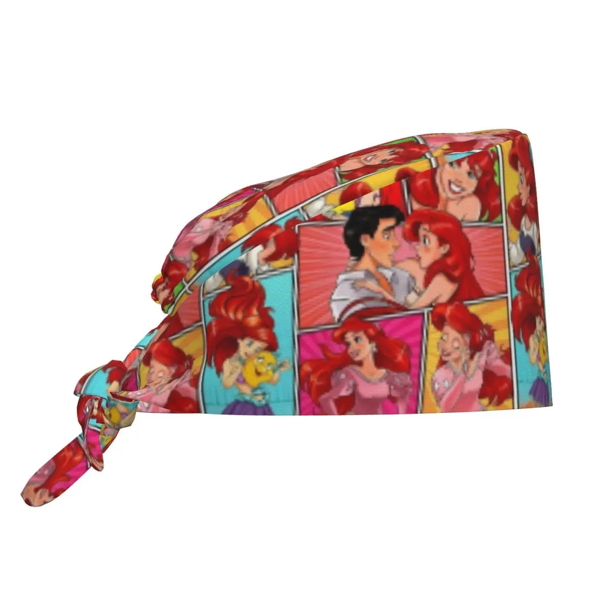 Adjustable Game The Little Mermaid Cartoon Working Hat Women Men Anima Surgical Hat Scrub Nursing Doctor Surgeon Cap for Nurse
