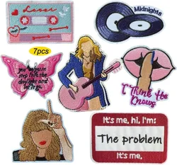 7Pcs Musician's Popular Singers Embroidered Patches Iron on/Sew on Applique Repair Patch DIY Craft Gifts for Music Fans Girls