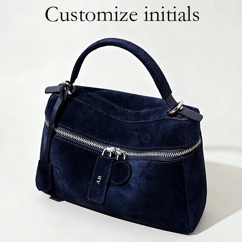 Customize Initials Leather Box Bags For Women Luxury Designer Handbag Purses 2026 New In Suede Cowhide Top Handle Small Shoulder