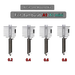 Upgraded Hotend Kit For Bamb Lab A1/A1 Mini Fast Speed Hot End Assembly 0.2/0.4/0.6/0.8mm Hardened steel Nozzle 3D Printer Part