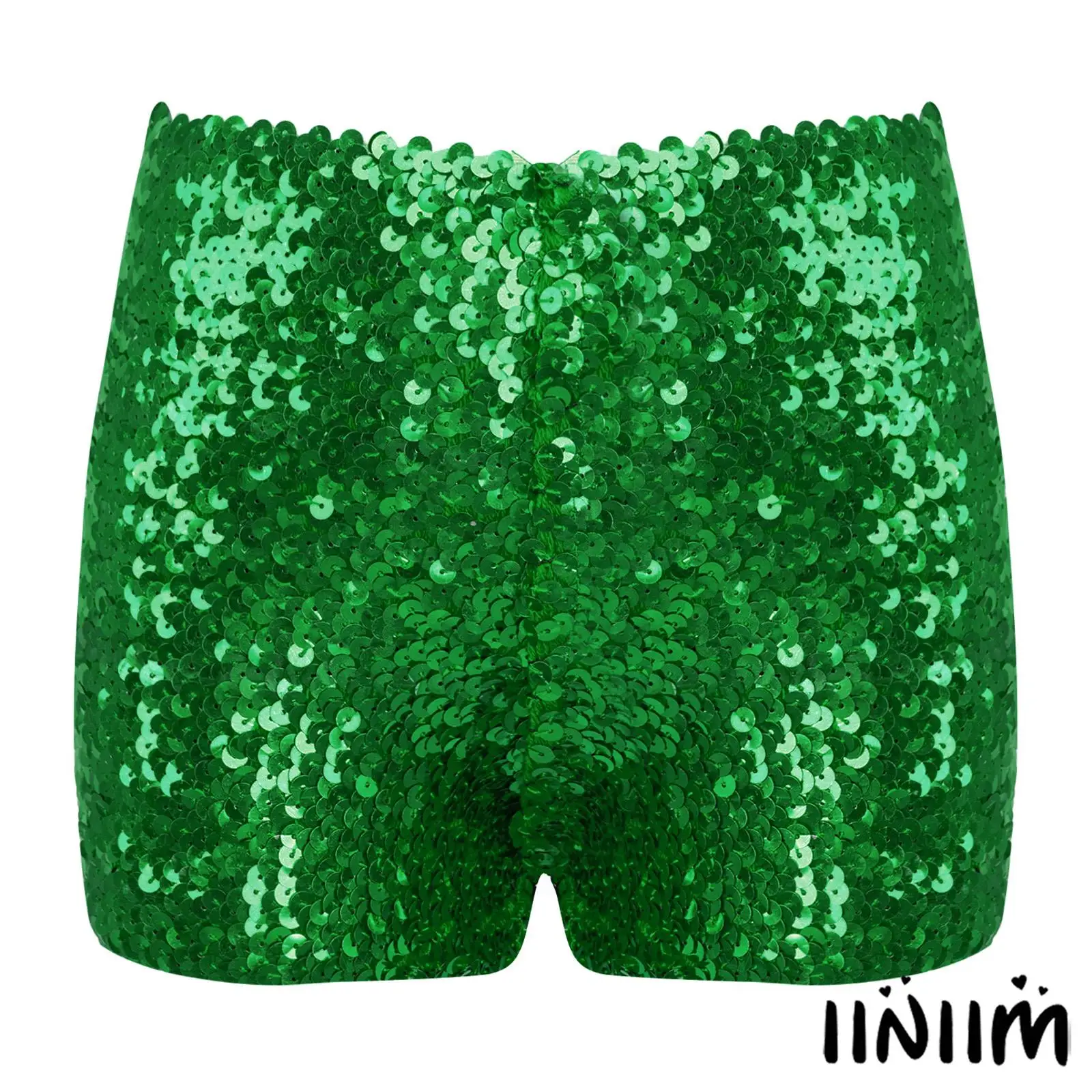 

Kids Girls Boys Sparkling Sequin Shorts High Elastic Breathable Fabric Solid Color for Jazz Dance Stage Performance Party Wear
