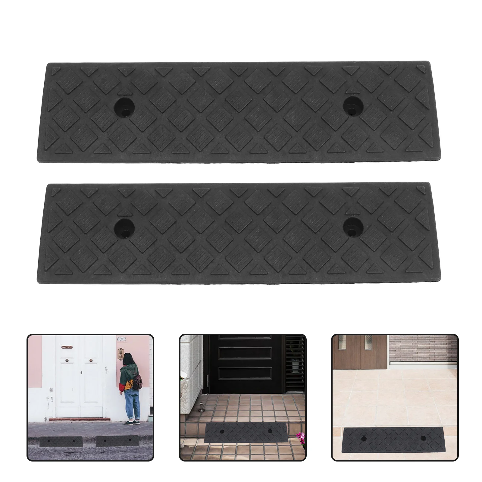 

2Pcs Car Ramp Plastic Threshold Ramps Durable Non-Slip Heavy Duty Curb Ramps for Driveway Vehicle Wheelchair Loading