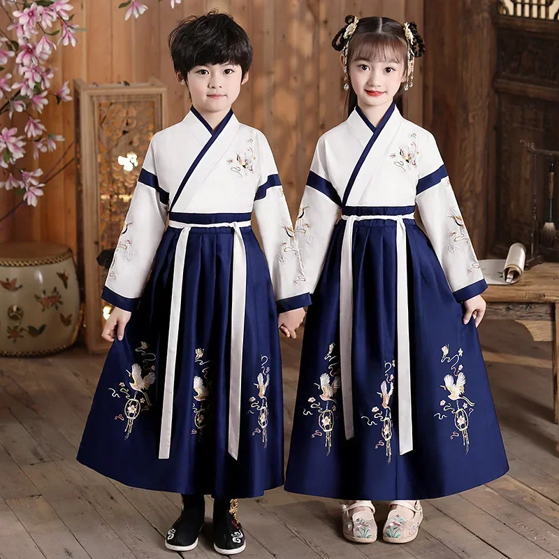 

Hanfu Boys Girl Traditional Chinese Dress School Clothes Style Ancient Children's Performance Students Red Modern Hanfu Kids