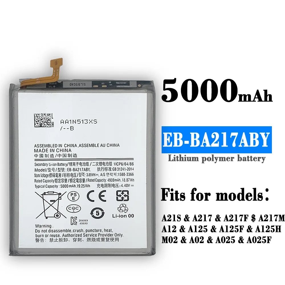 

Replacement Battery EB-BA217ABY A12 For Samsung Galaxy A21s SM-A217F/DS SM-A217M/DS SM-A217F/DSN A12 SM-A125FN A125