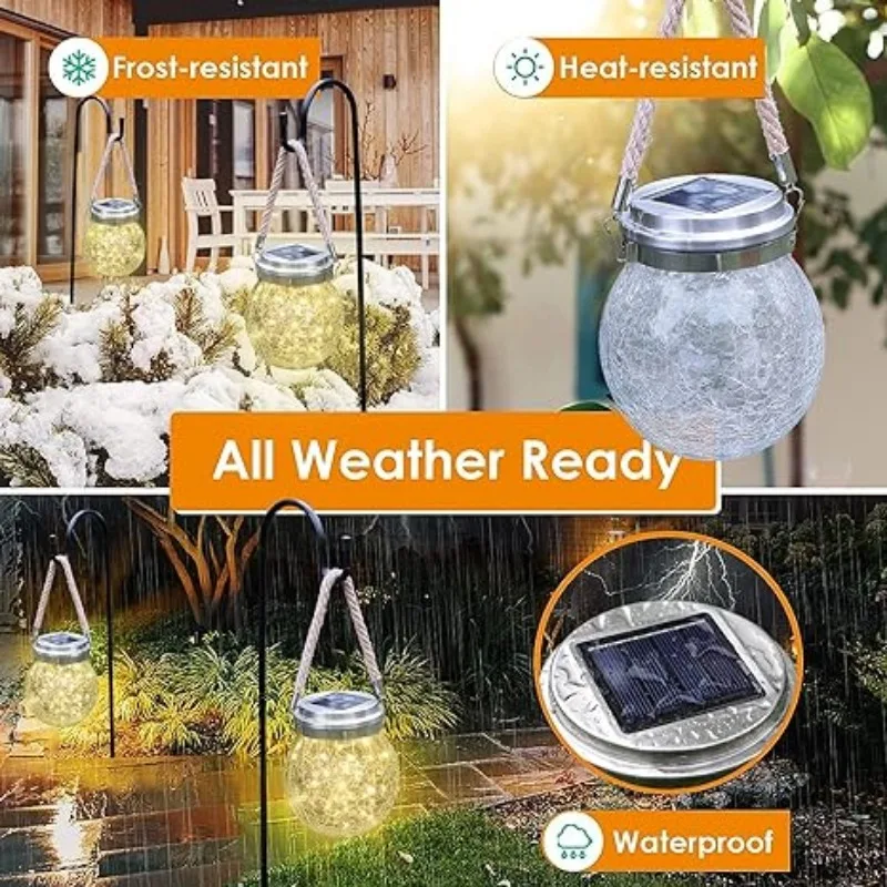 30LED Solar Lanterns Hanging Crack Glass Waterproof Landscape Garden Cracked Lamp Villa Atmosphere Lamp (warm Light )