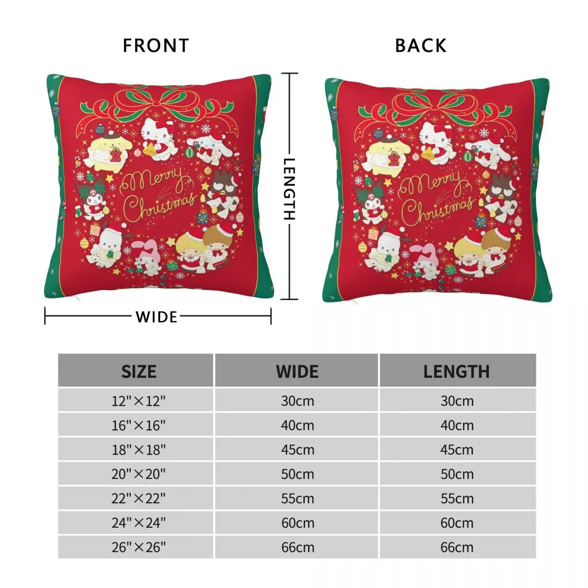 Sanrio Christmas Hello Kitty Pillow Case Cushion Cover Soft Design Pillow Cover Morden Pillowcases For Sofa Home Decoration