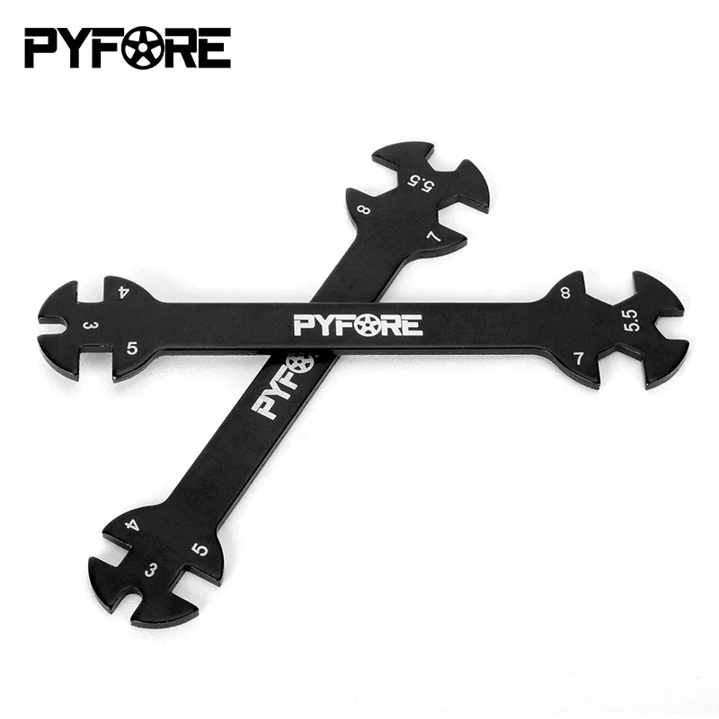 PYFORE Special Tool Wrench for Turnbuckles & Nuts for 1/5 1/8 1/10 M3 M4 M5.5 M7 M8 Nut Screw RC Car 6 in 1 Wrench