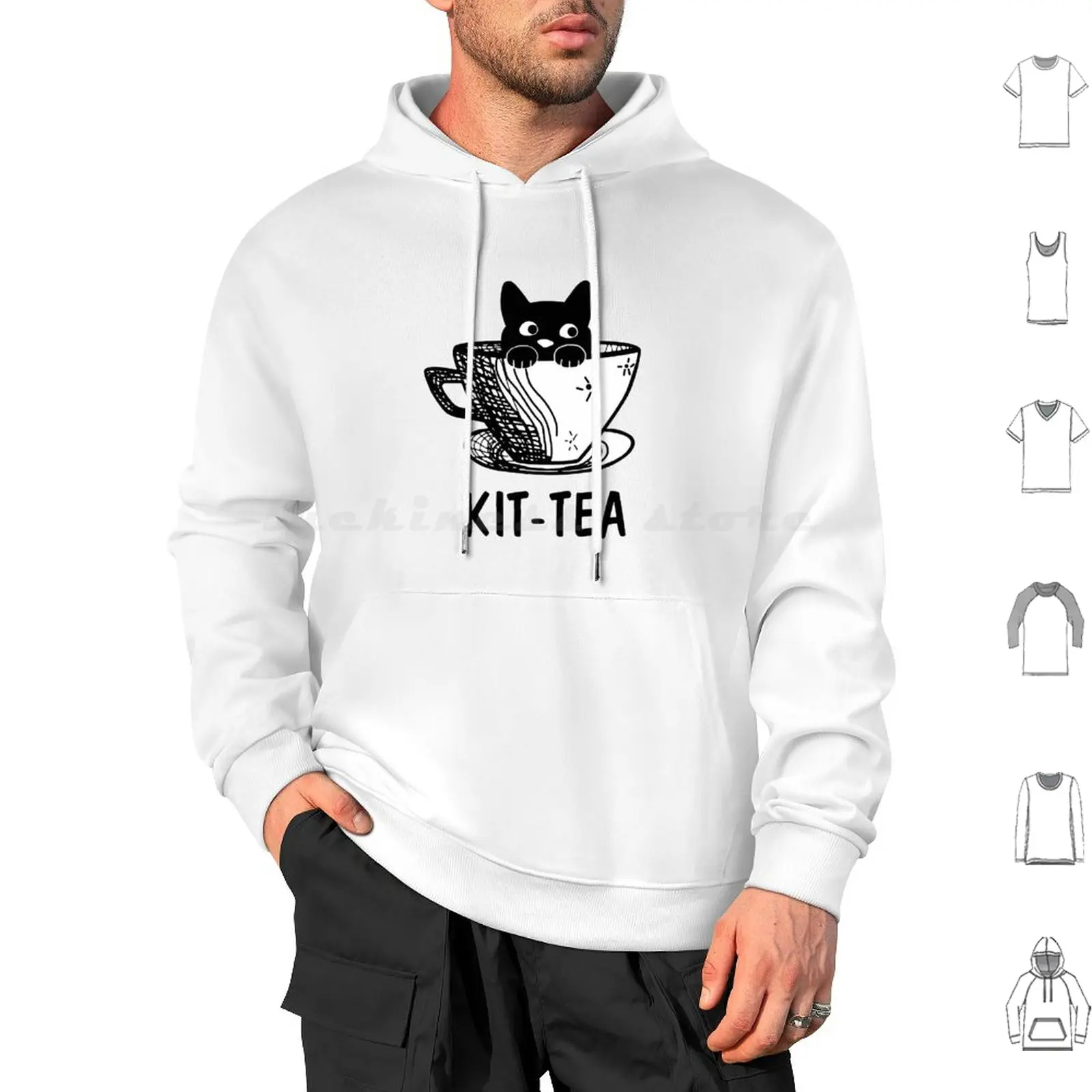 

Kit Tea Hoodies Long Sleeve Adorable Cup Cats Animal Kitten Tea Pun Tea Tea Kawaii Kit Tea Cat Tea Kittea