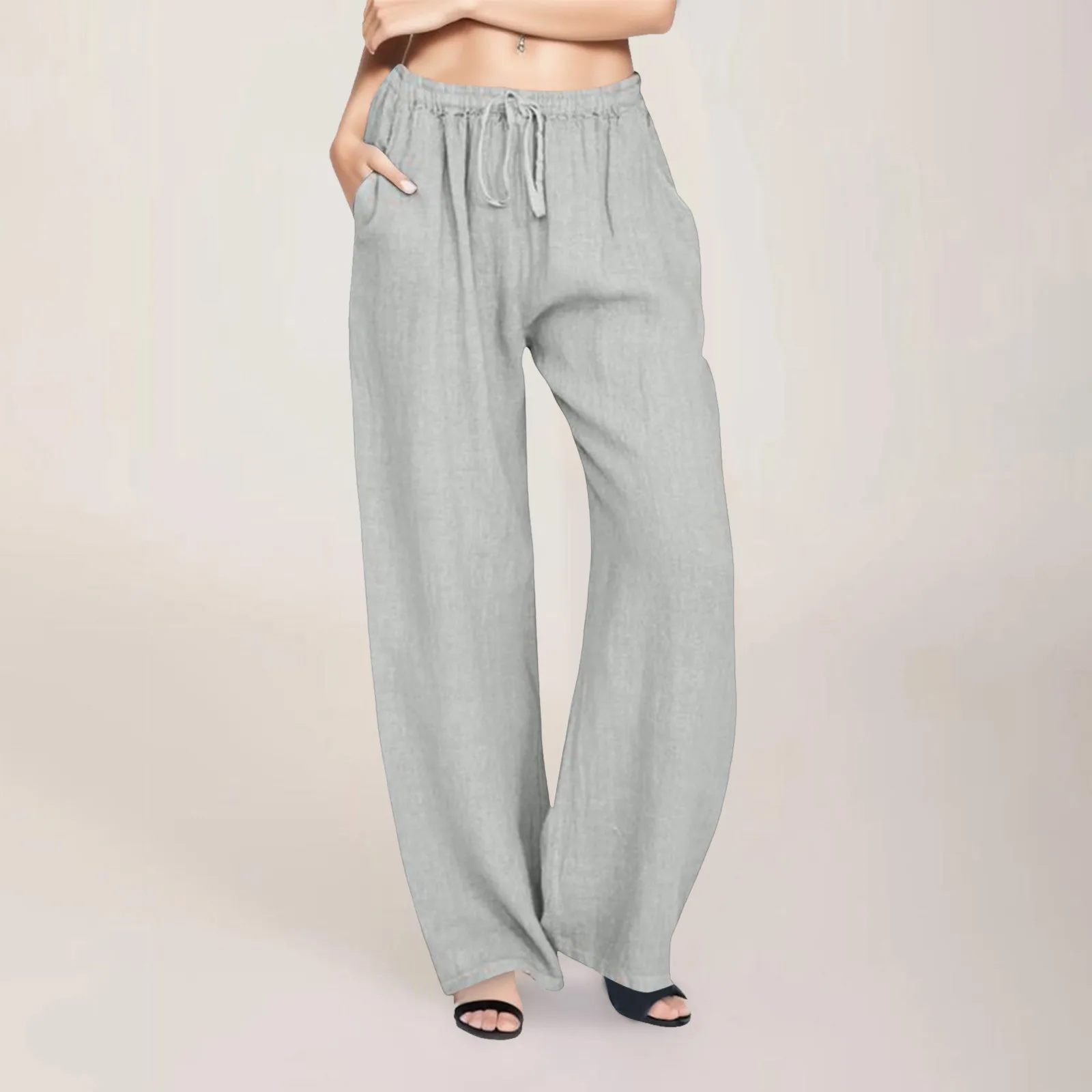 

Summer and Autumn New Casual Women's Wear in Europe, America, and Europe Large Loose Cotton Hemp Casual Pants