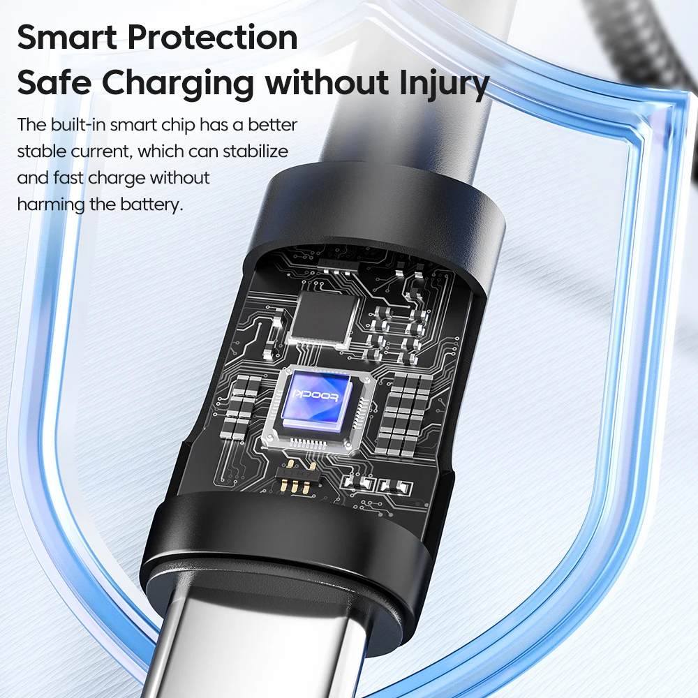 Toocki 3A USB Type C Cable Fast Charge Type C Charging Cable Mobile Phone Data Cord For Samsung Xiaomi Redmi Poco OPPO VIVO 0.5M