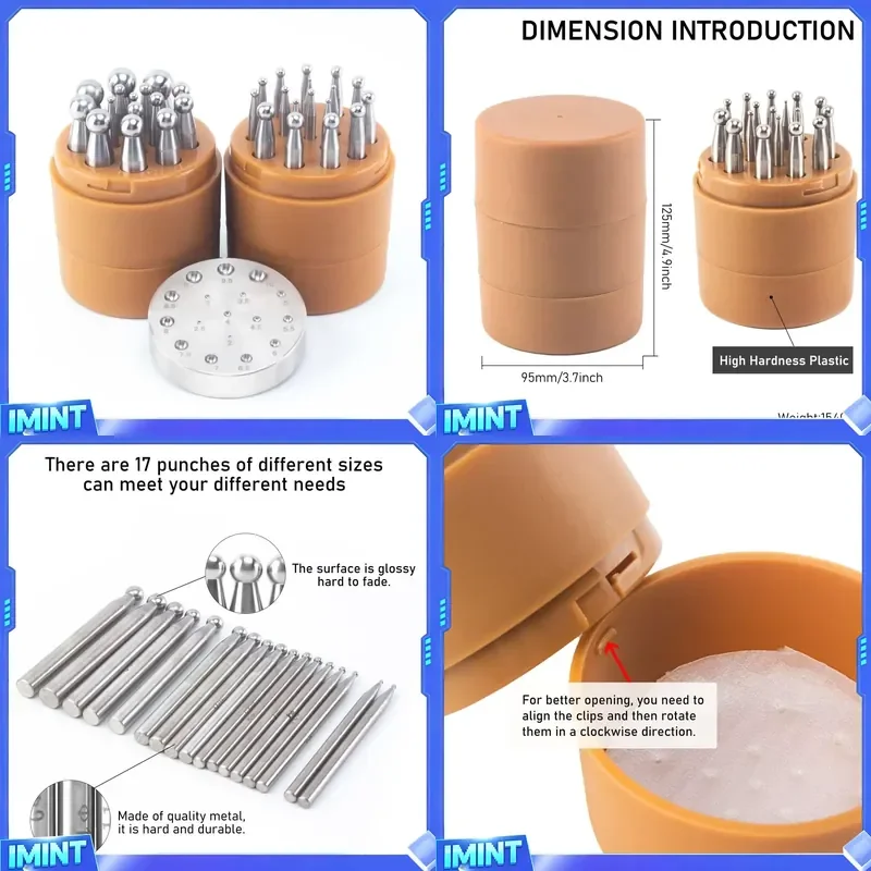 Boasta Premium Dapping Punch Set 15PCS / 17PCS High-Precision Steel Doming Tools for Jewelry Forming & Metalsmith Work