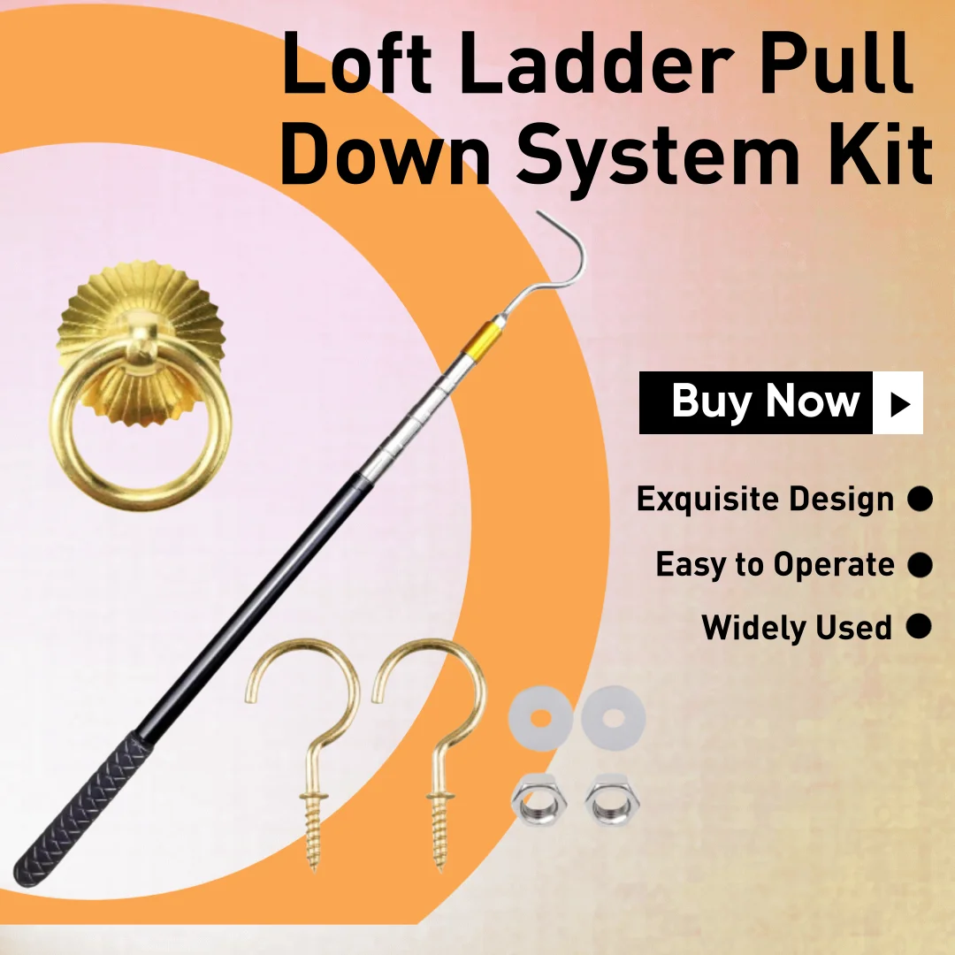 Ladder Pull Down System Kit Professional Household Storage Hook Loft Stairs Pull Down Extension Rod Attic Pull Down Hook